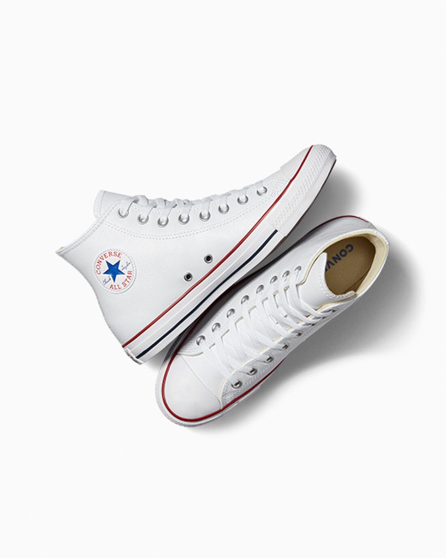 Zapatillas Altas Converse Chuck Taylor All Star Cuero Mujer Blancas | PE 4E8275